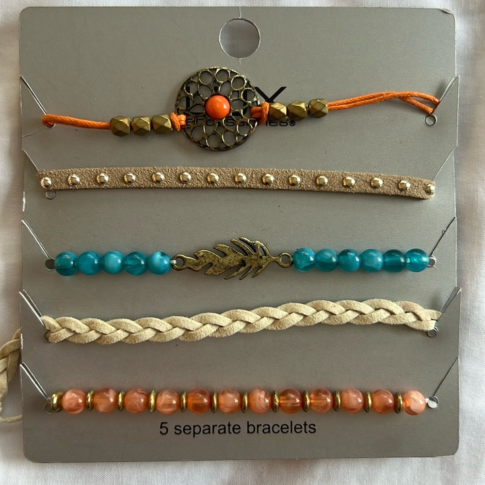 5 boho bracelets